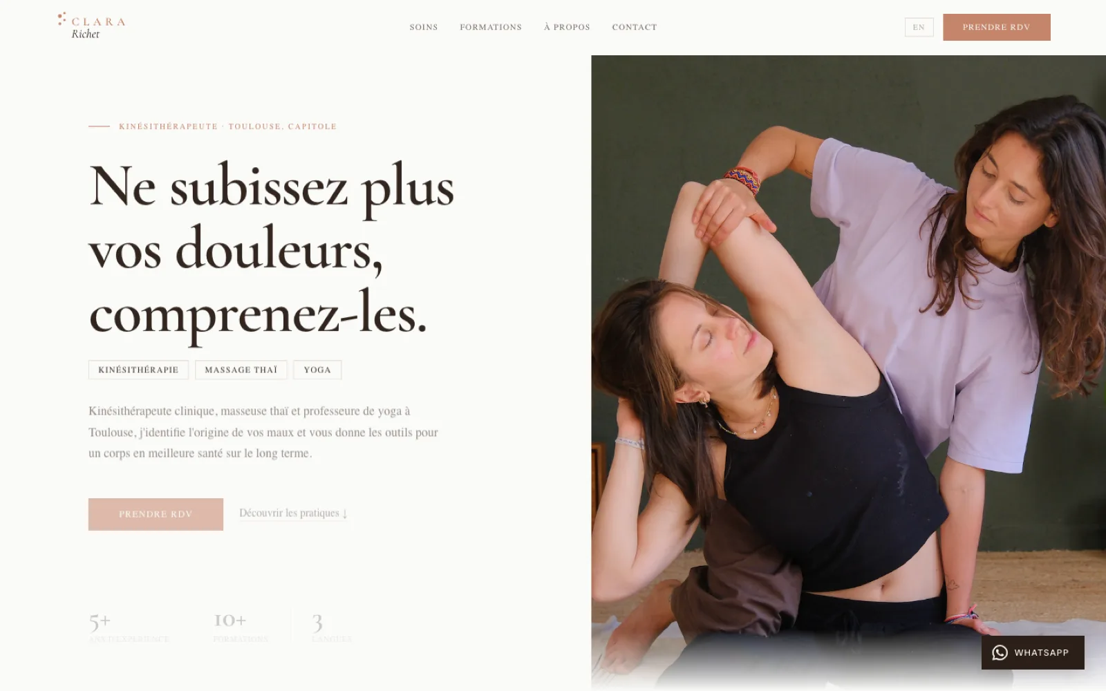 Site internet Clara Richet — Kiné · Massages · Yoga, réalisation Win Creative