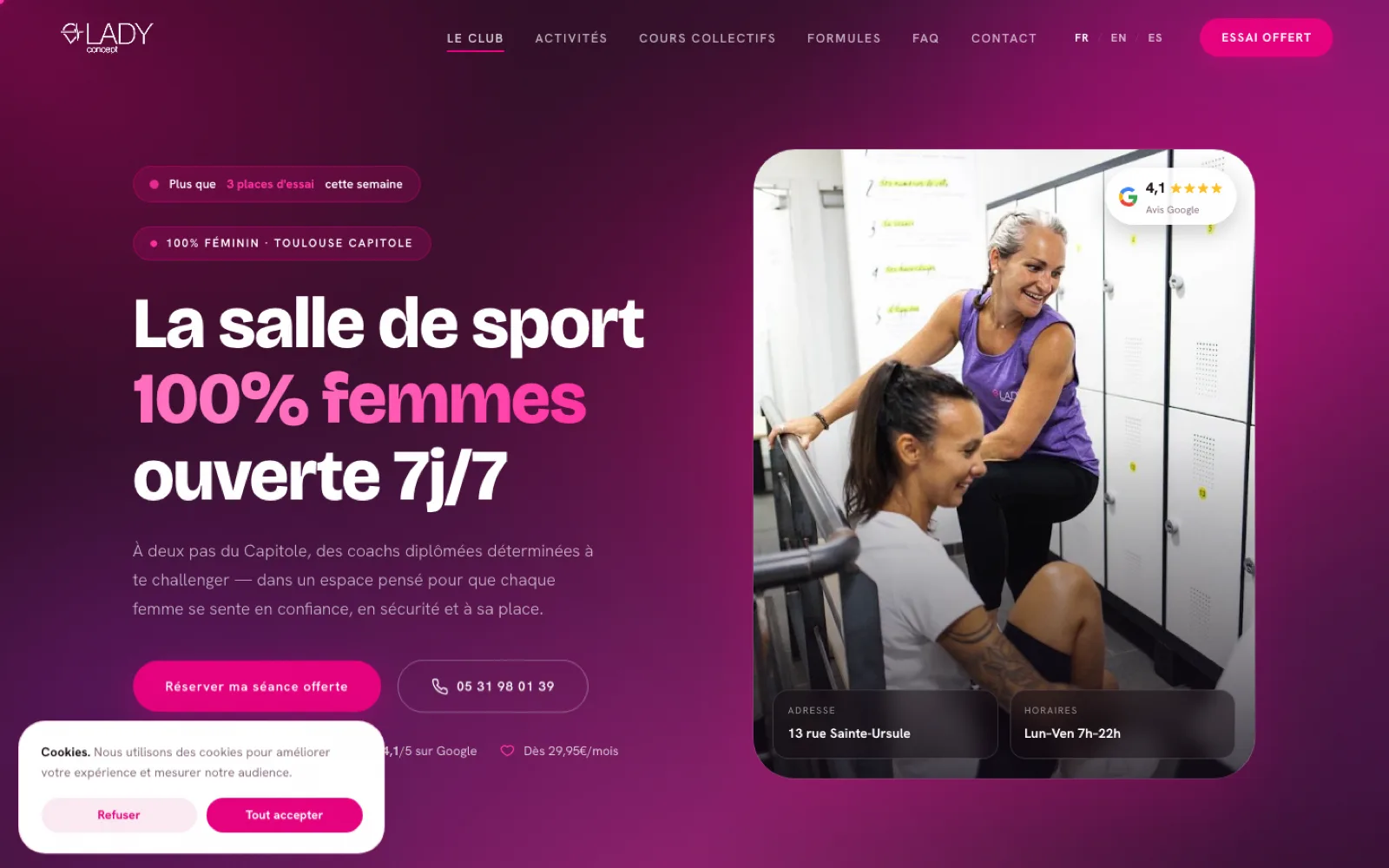 Site internet Lady Concept — Fitness & bien-être, réalisation Win Creative