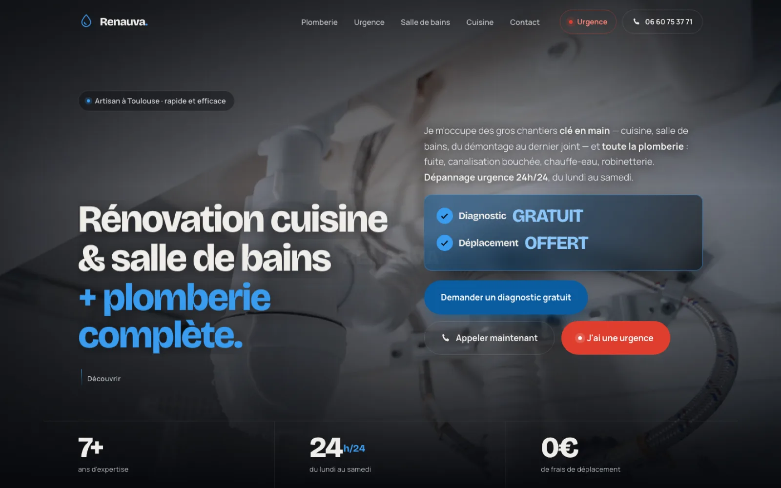 Site internet Renauva — Plomberie & rénovation, réalisation Win Creative